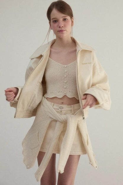 Embroidered A-line Duo Coat Skirt Set-Up