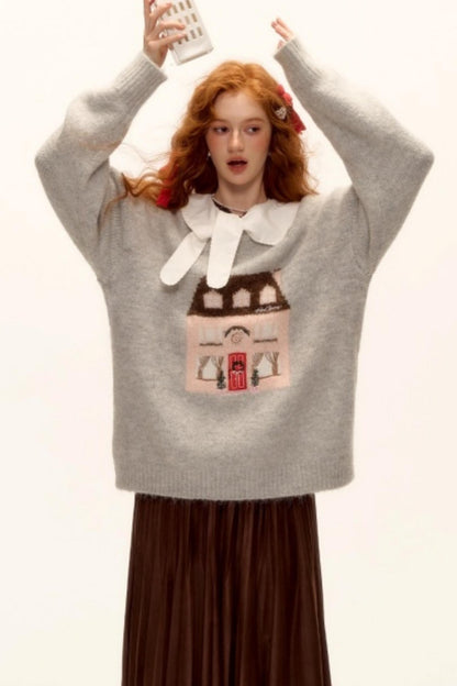 Jacquard Embroidered Wool Sweater