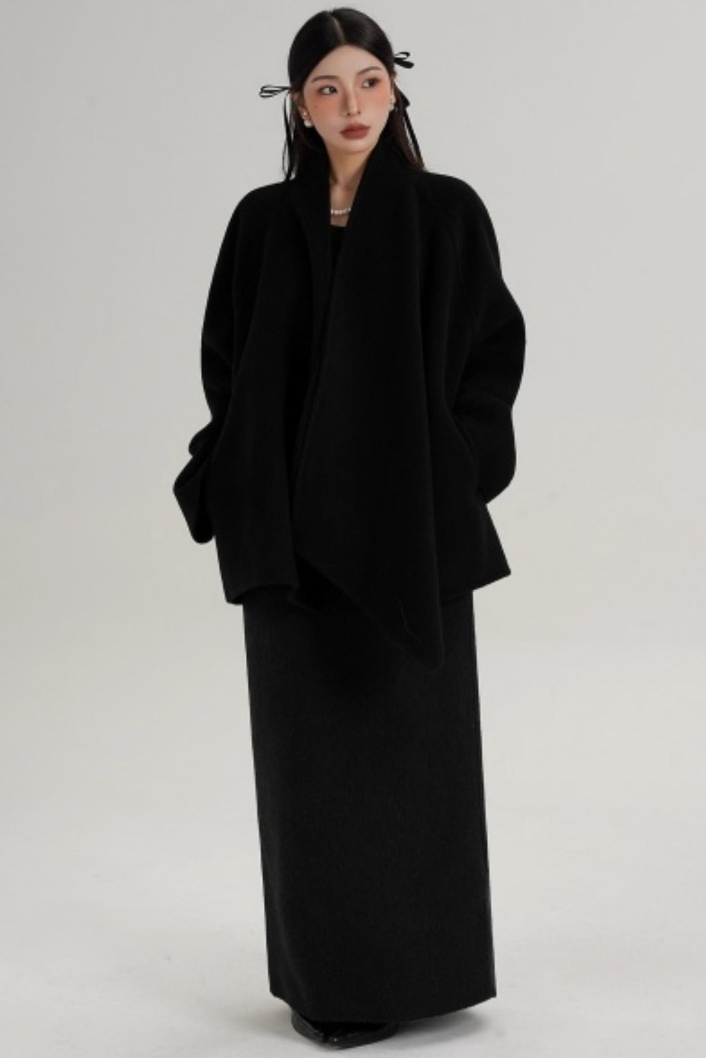 Elegant Lace-Up Woolen Coat