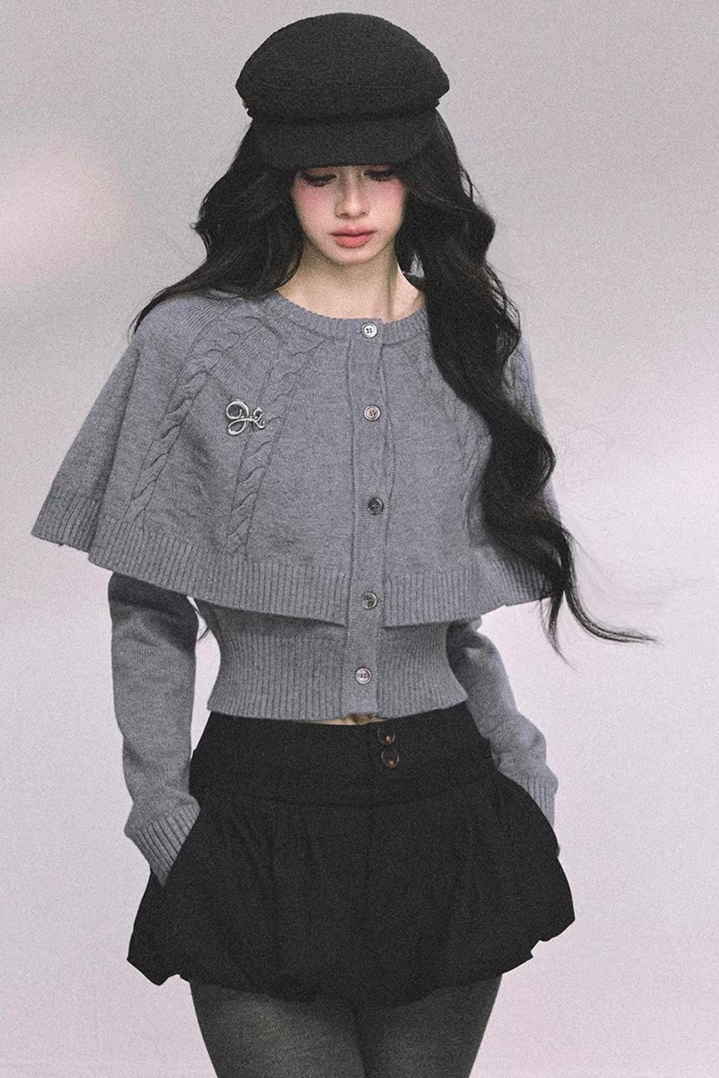 Cable Knit Cape Sweater