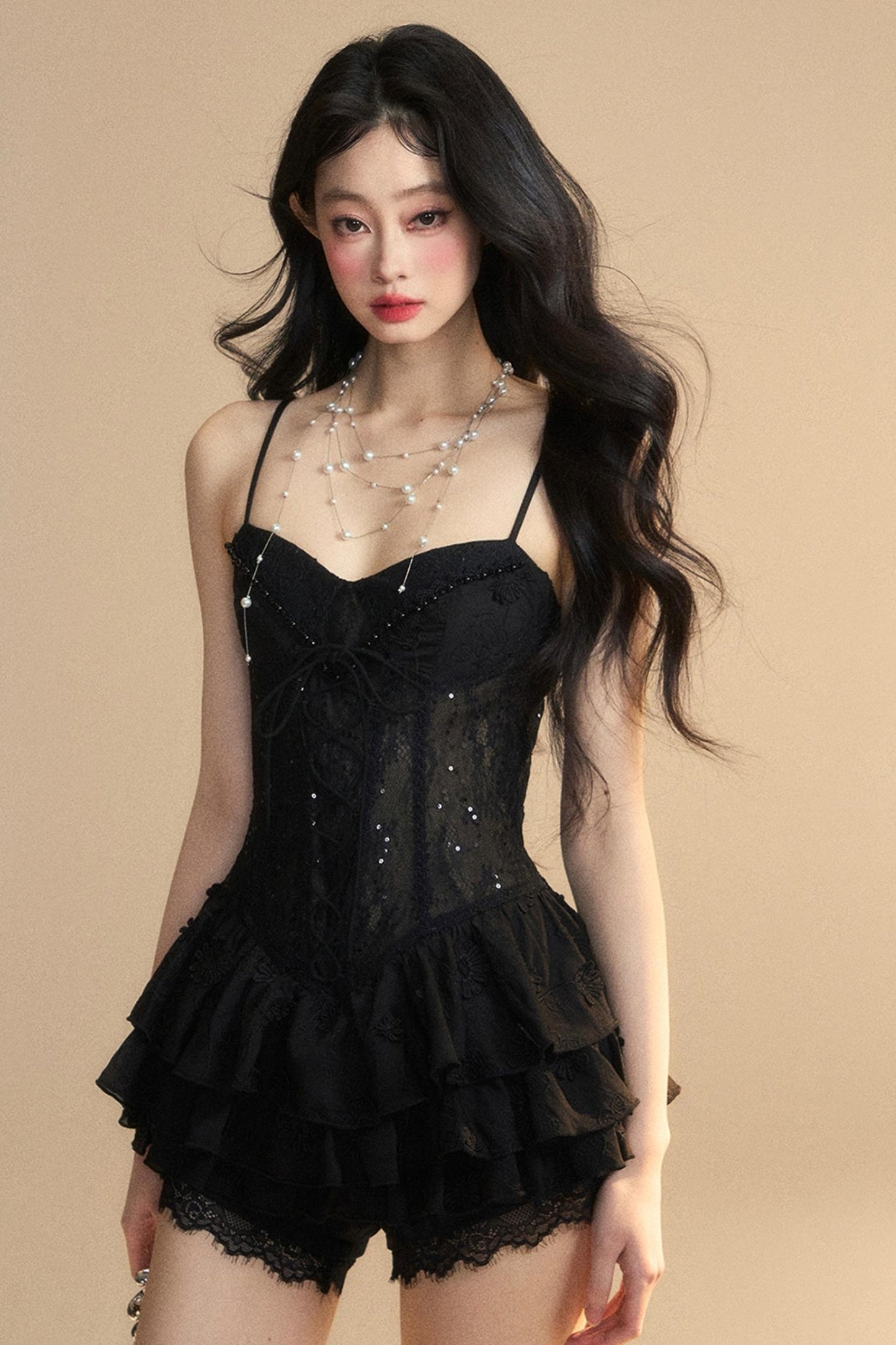 Strap Lace Mini Dress