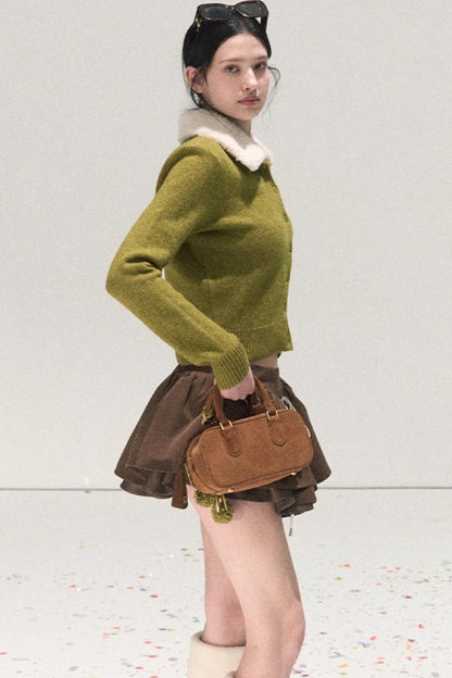 Plaid Color-Blocked A-Line Skirt