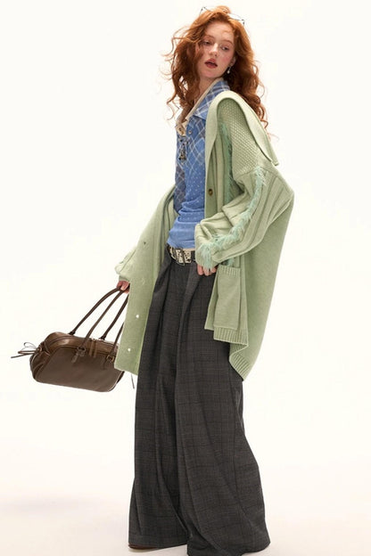 Double Waisted Plaid Straight Pants