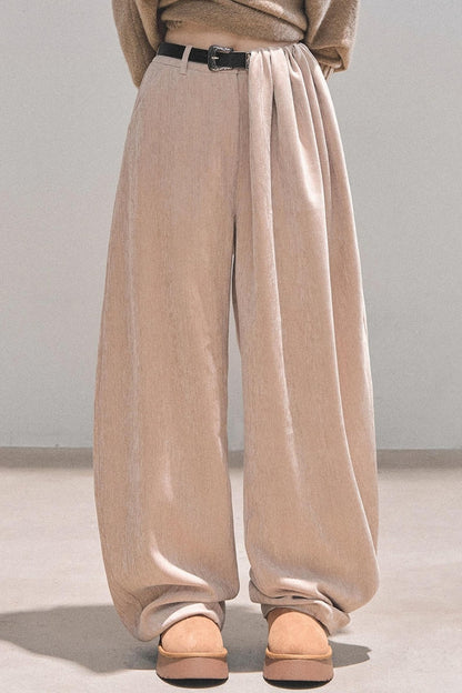 Fleece-Lined Wide-Leg Pants