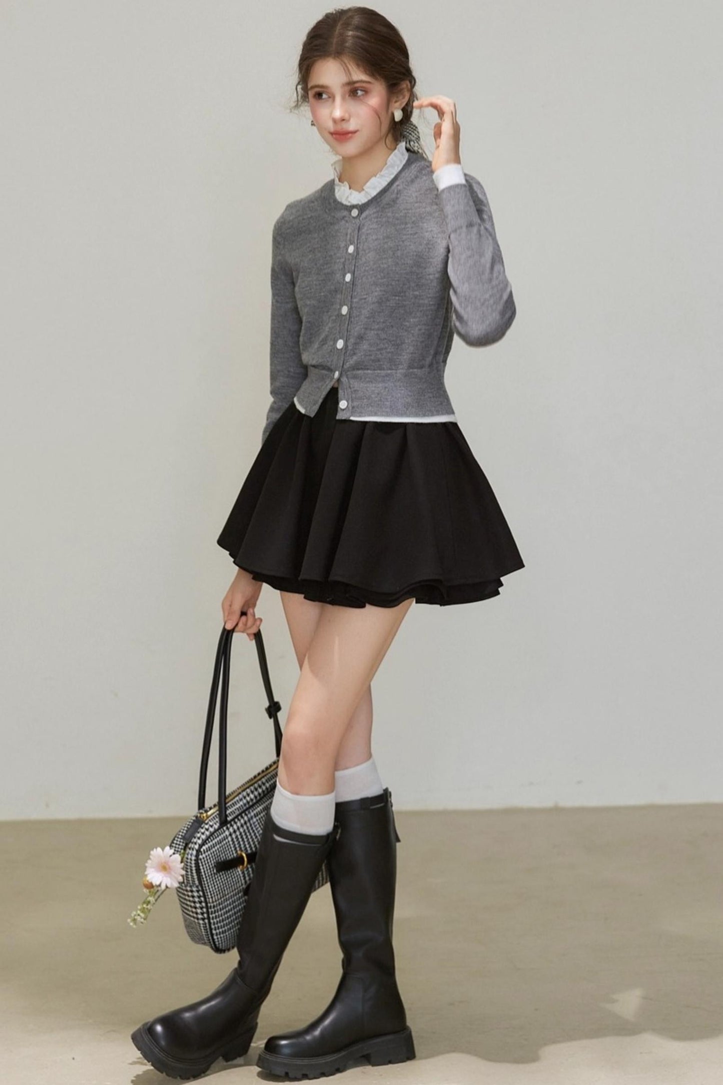 Ruffled Pleated A-Line Skirt