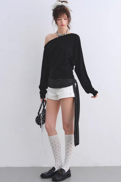 Asymmetrical Striped Tie Top