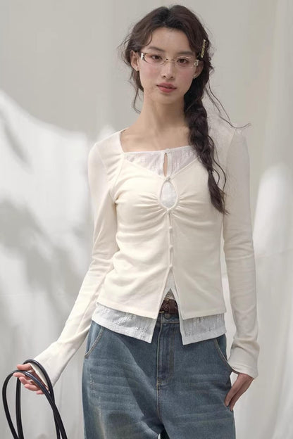 Seashell Lace Layered Top