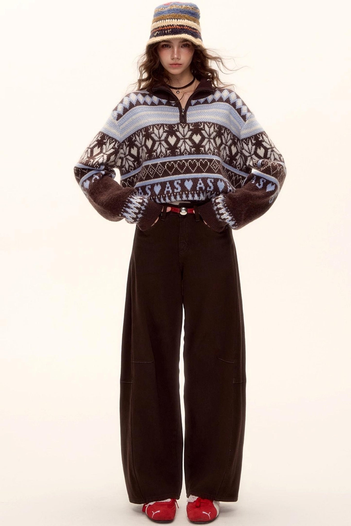 Fair Isle Knit Cardigan Set-Up