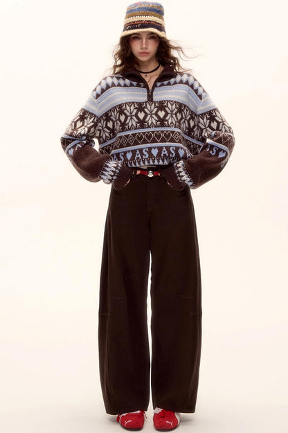 Fair Isle Knit Cardigan Set-Up