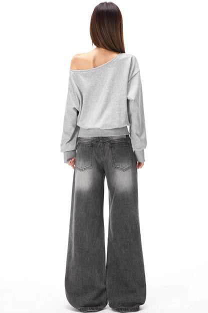 Asymmetrical Hollow Knit Sweater