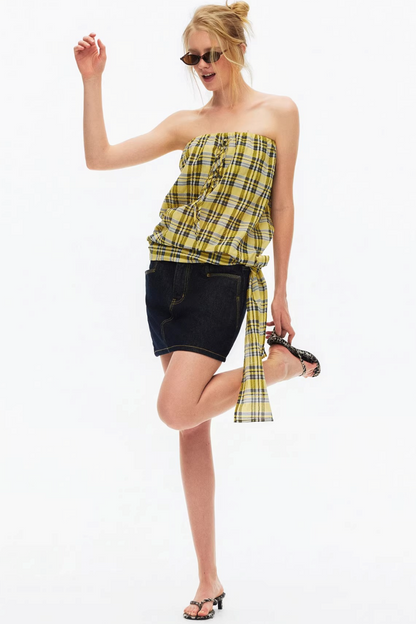 Lightweight Striped Tie-Front Top