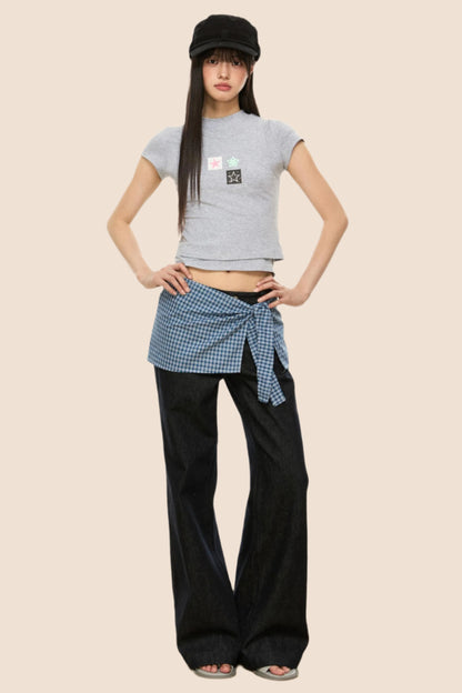 Slim Gray Square Crop Tee