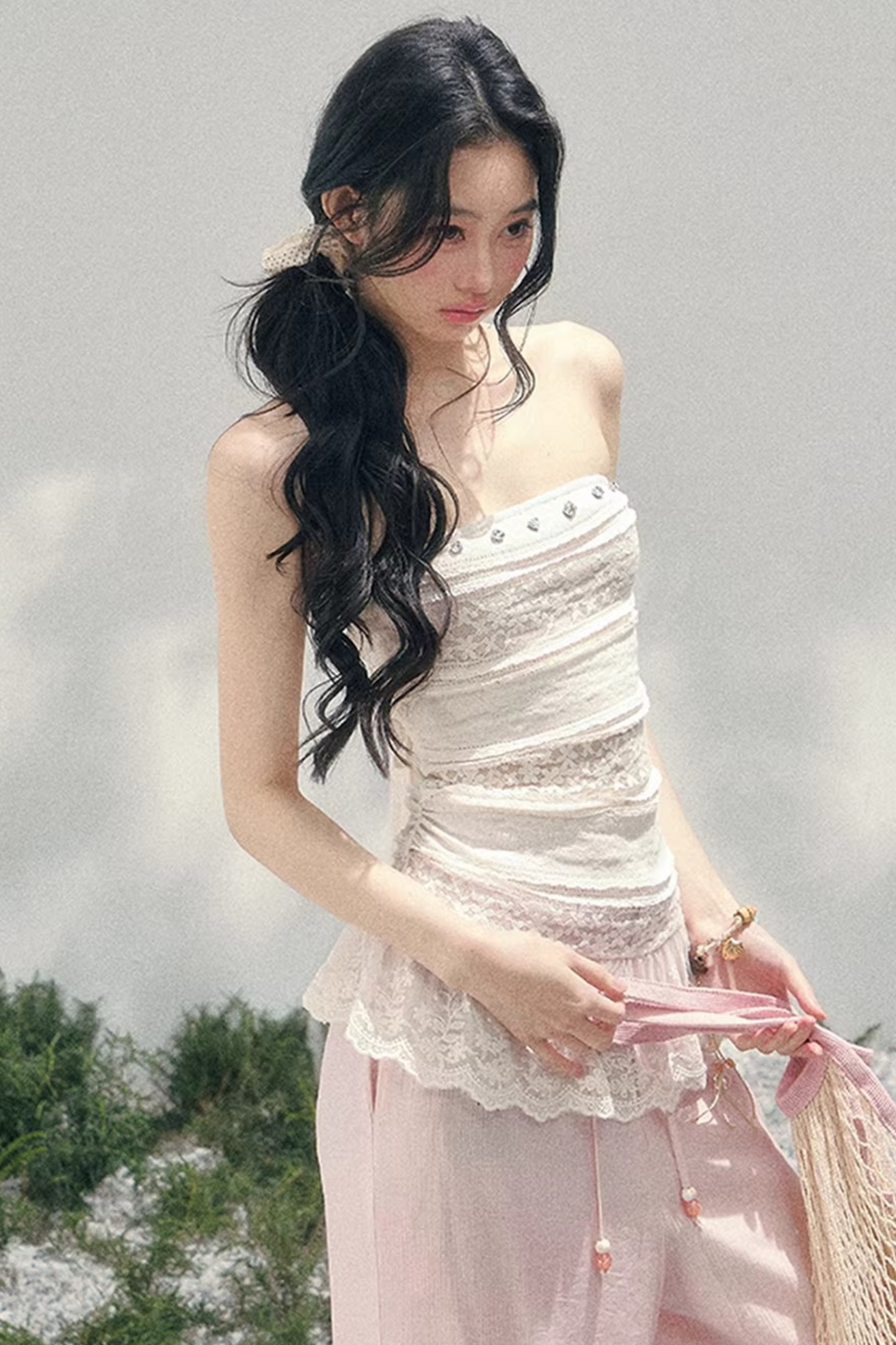 Hazy Muse Lace Tube Top