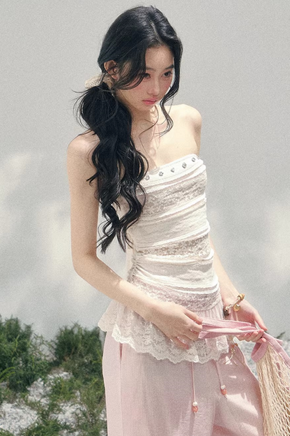 Hazy Muse Lace Tube Top