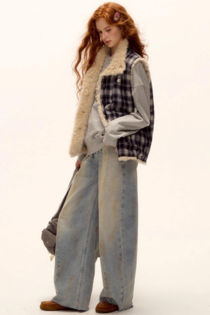 Blue Check Reversible Plaid Vest