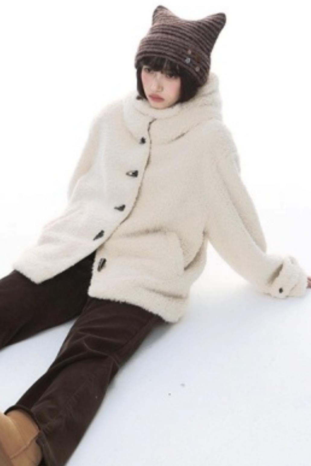 Cozy Hooded Lamb Wool Jacket
