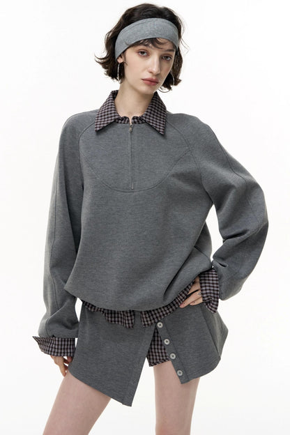 Patchwork Pullover Sweatshirt Set-Up