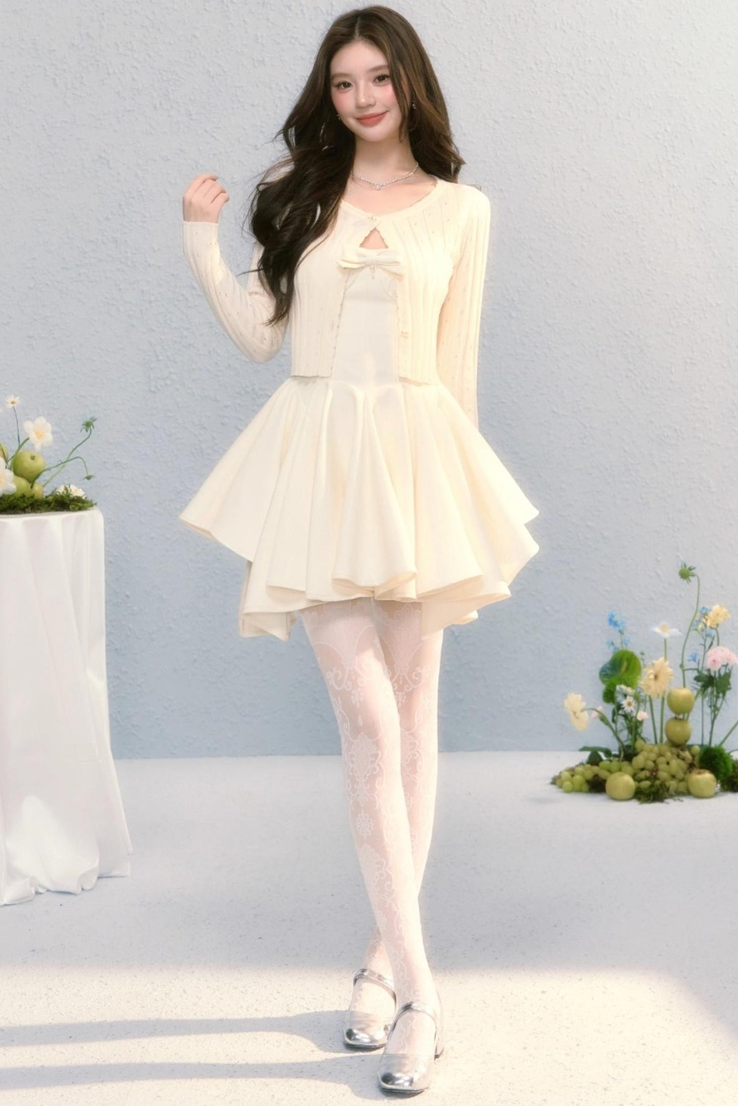 Golden Bow A-Line Dress