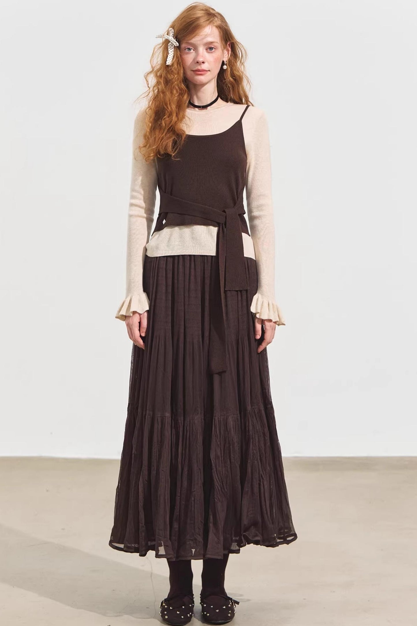 Plaid Collar Sweater Set-Up