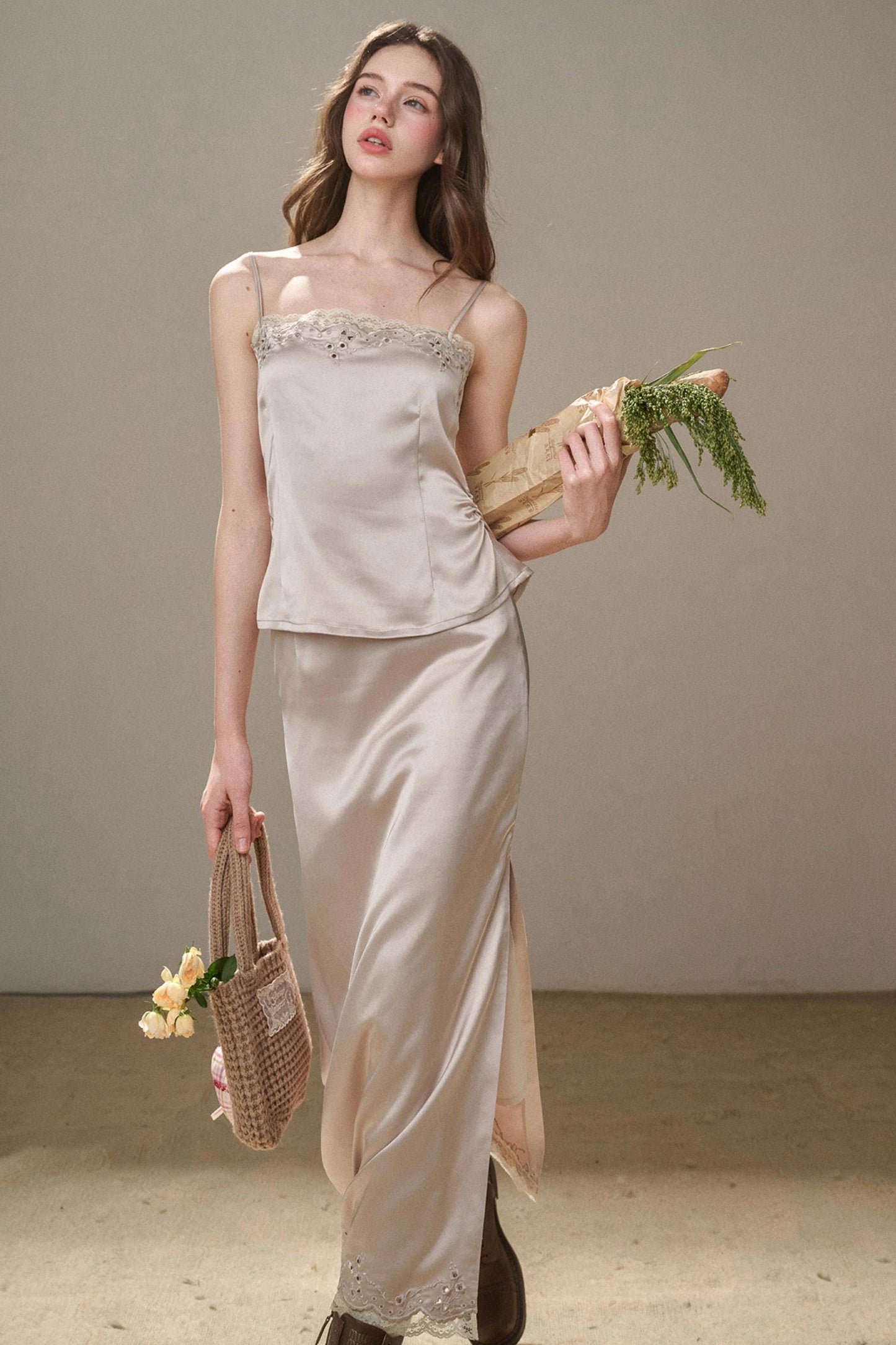 Comfortable Embroidery Top & Skirt Set-Up