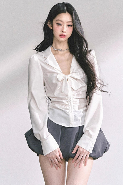 White Moonlight V-Neck Shirt