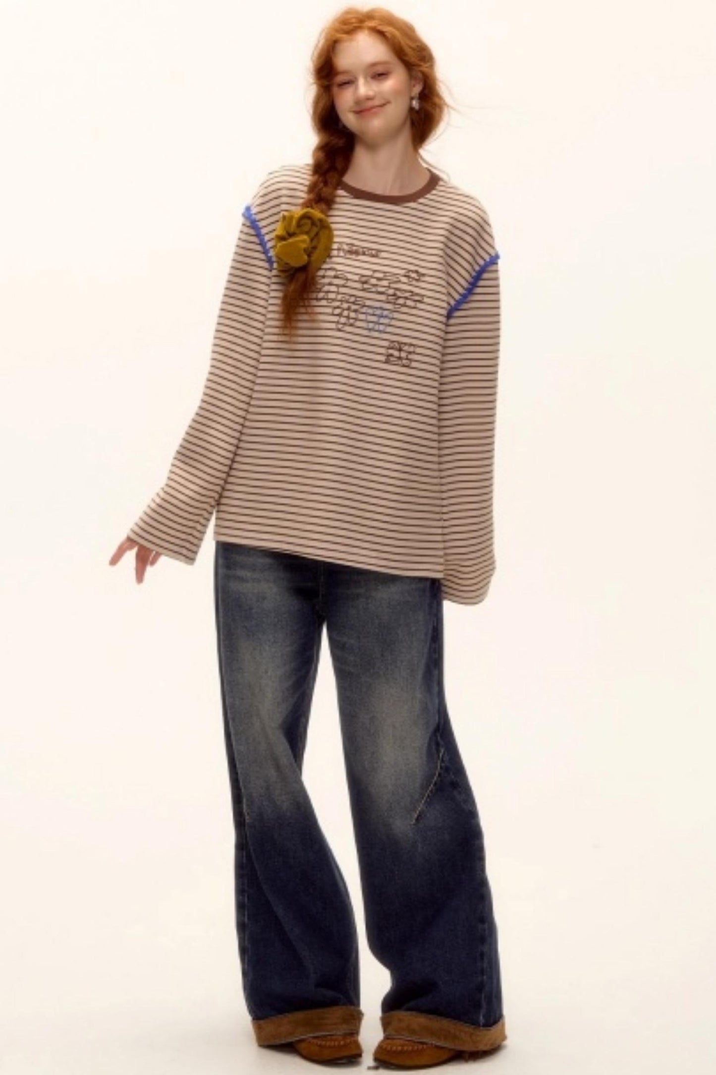 Striped Bead Embroidery Top