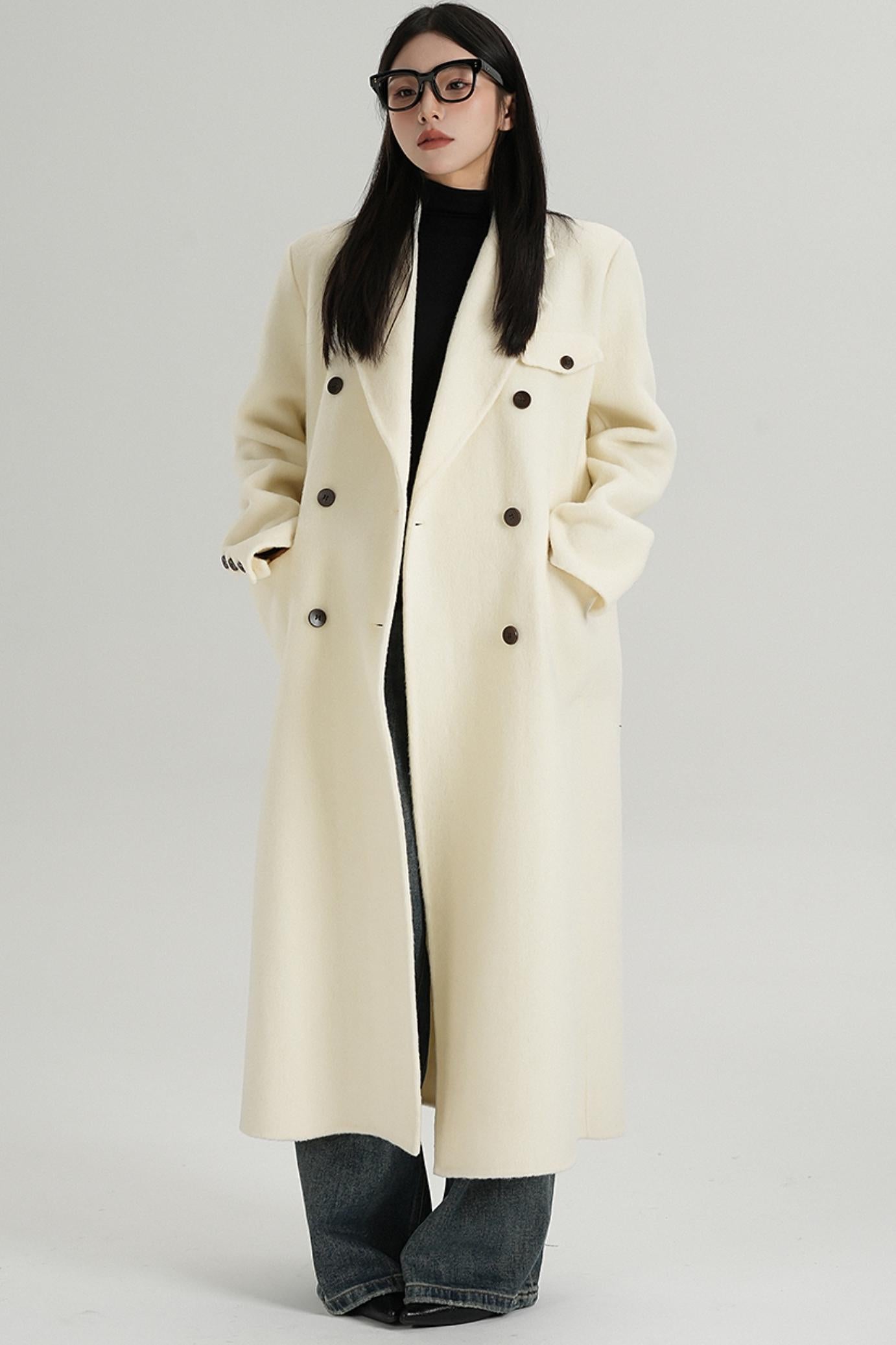 SRYSAME high-quality temperament woolen jacket long wool coat double-faced tweed jacket autumn and winter women's wear