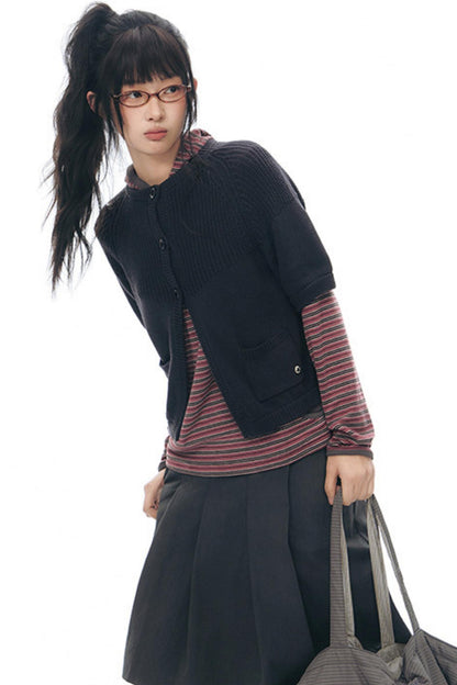 Vintage-Strickjacke mit mittellangen Ärmeln