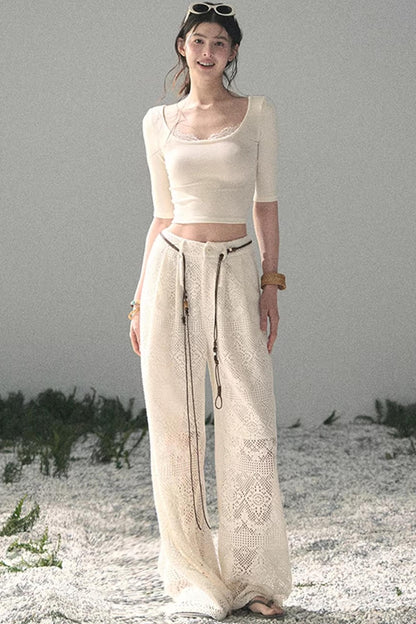 Lace Slim-Fit Cropped Top