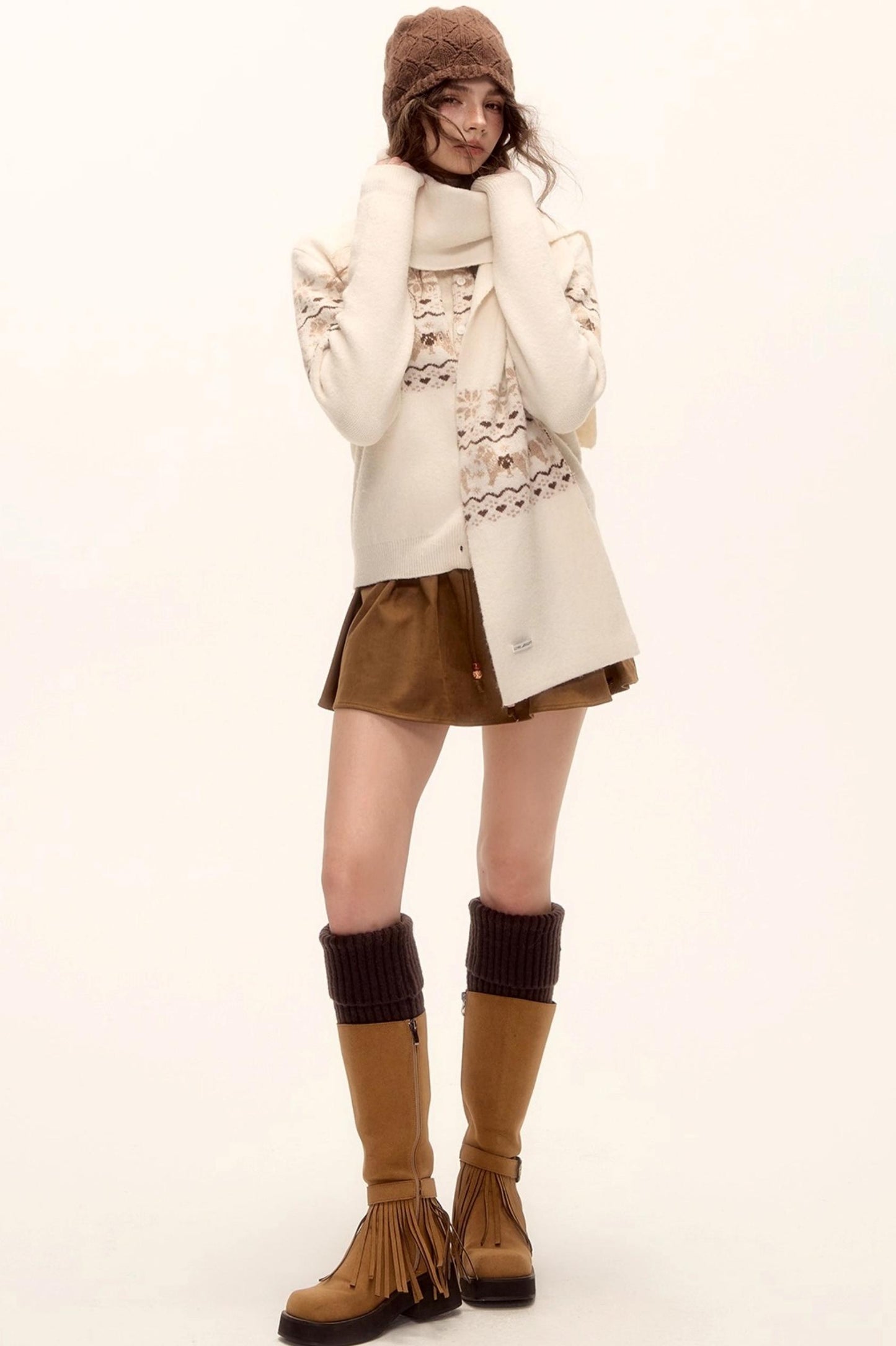 Beaded Suede Puffy Skirt