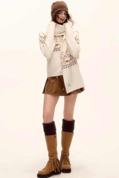 Beaded Suede Puffy Skirt