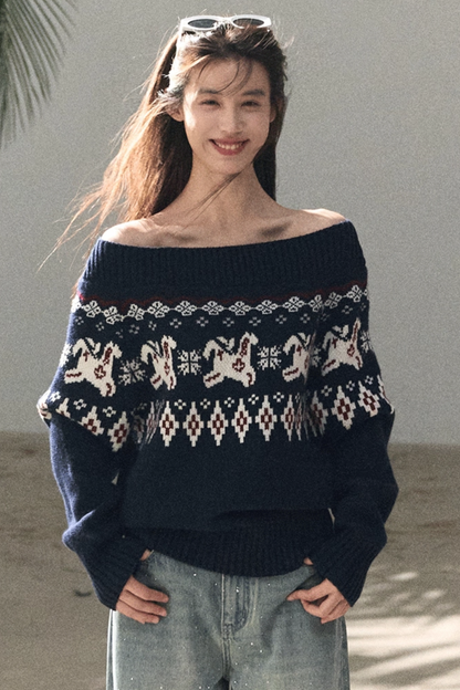 Sheep Wool Fair Isle Sweater