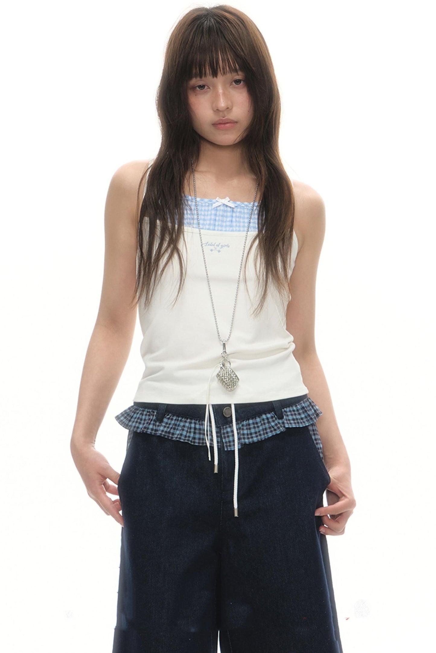 Faux Two-Strap Bow Tie Top