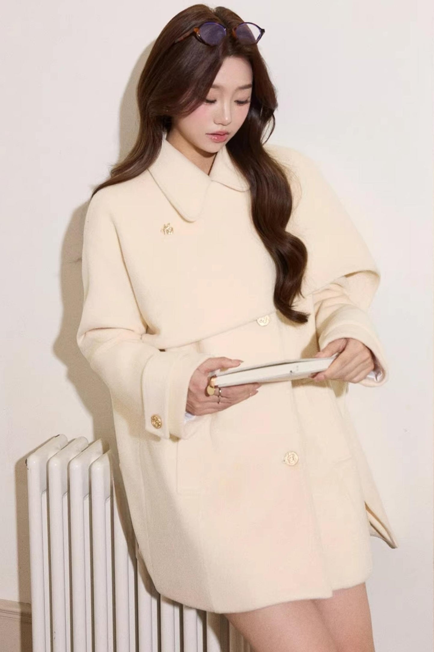 Two-Tone Woolen Quilted Coat