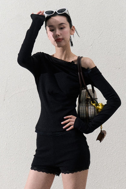 Elegant One-Shoulder Tops Set-Up