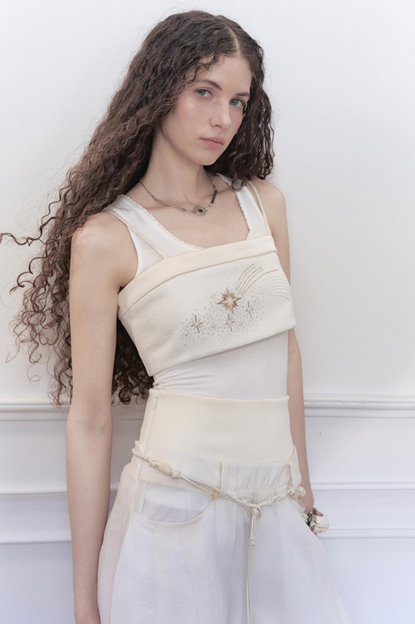 Lace Collar Knit Camisole Set