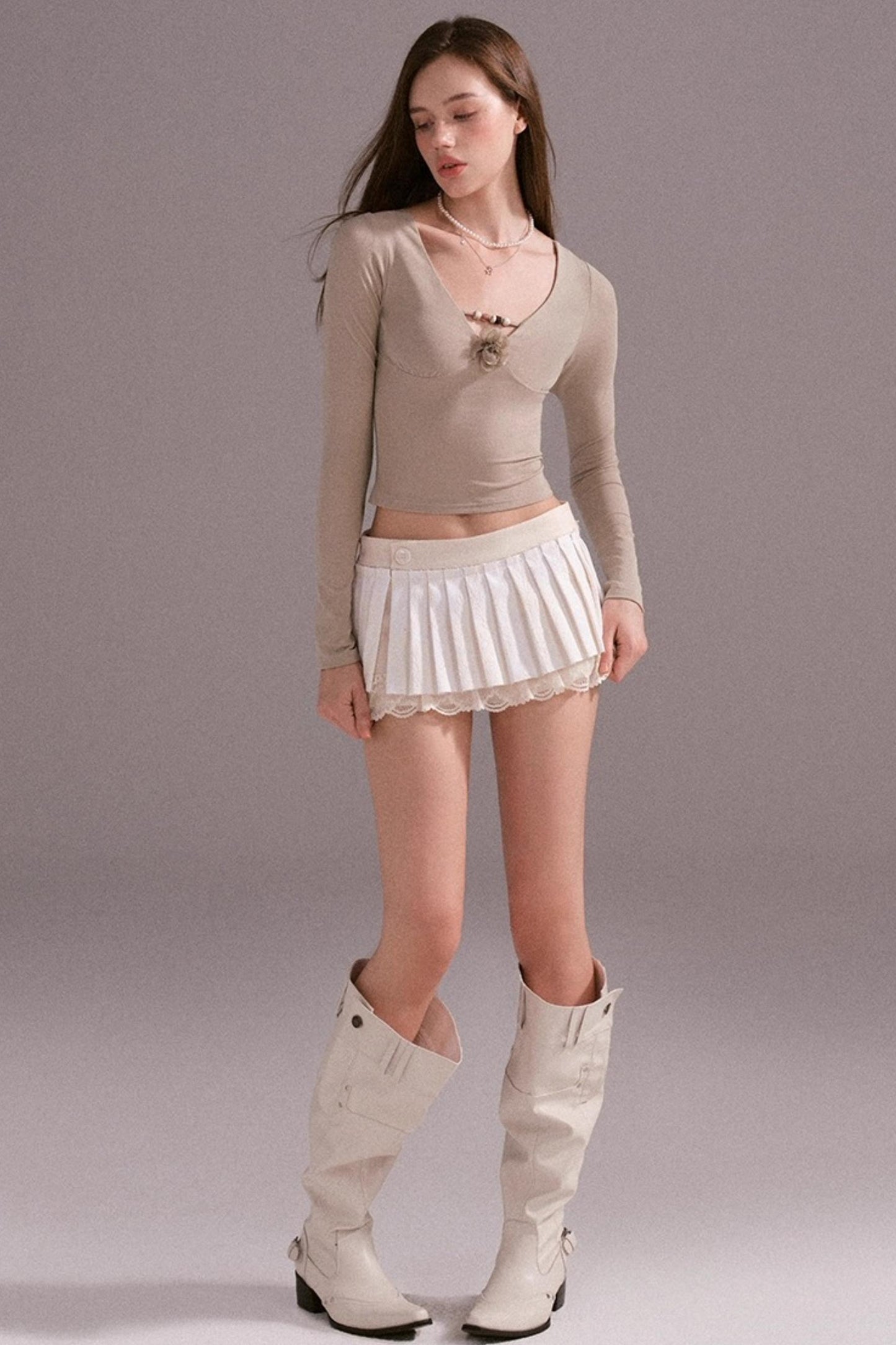 Hot Luxury Cropped Corset Two-Piece Lace Set-Up