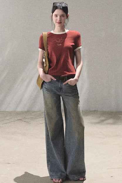 Vintage Hand-Painted Jeans Set