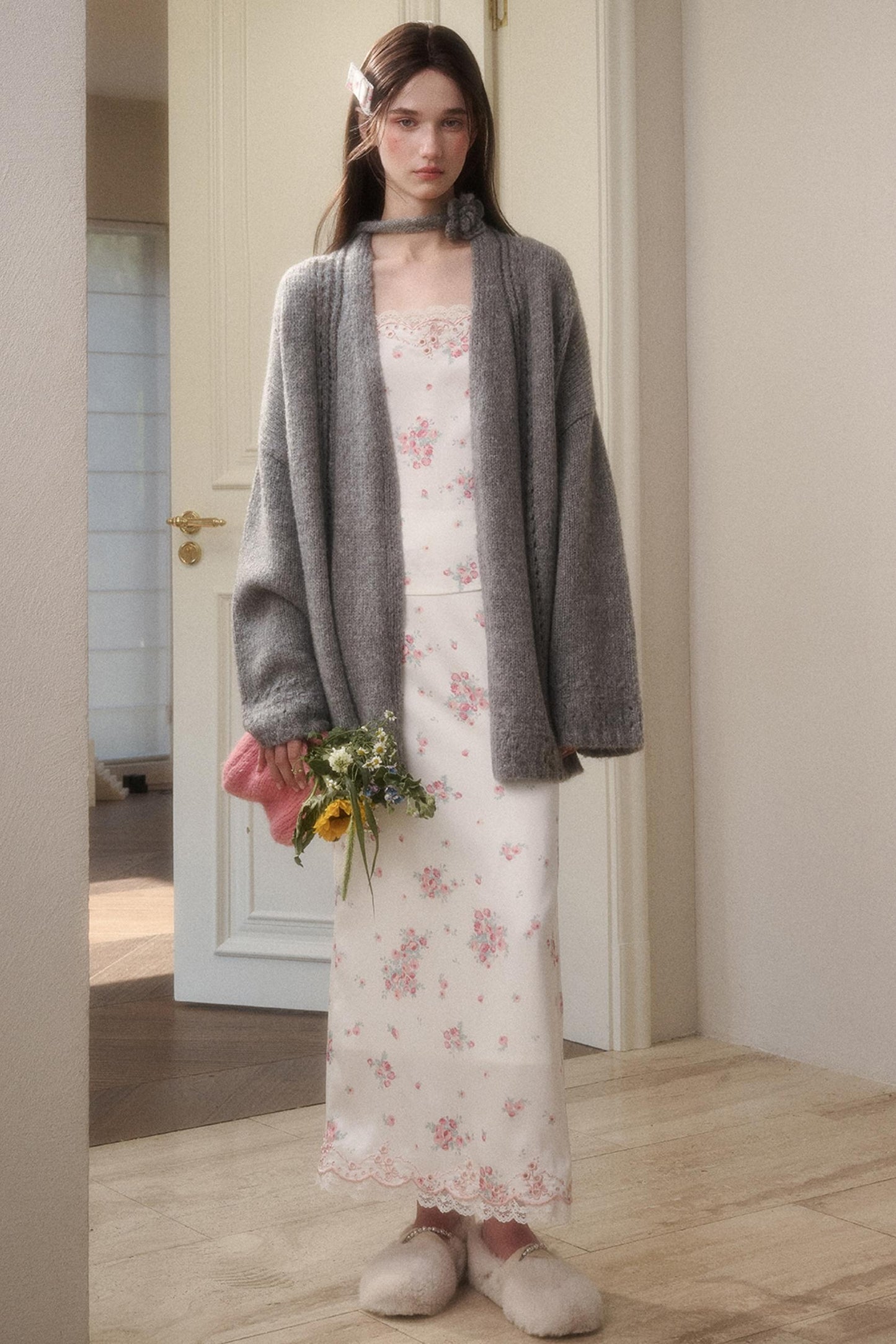 Fluffy Wool Long Cardigan