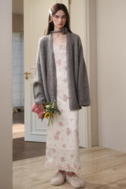 Fluffy Wool Long Cardigan