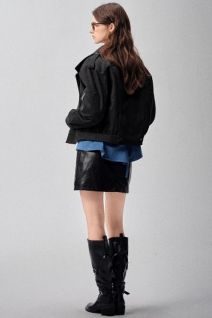 Detachable Collar Padded Jacket Shorts Set-Up