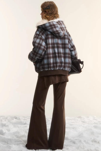 Reversible Plaid Plush Coat