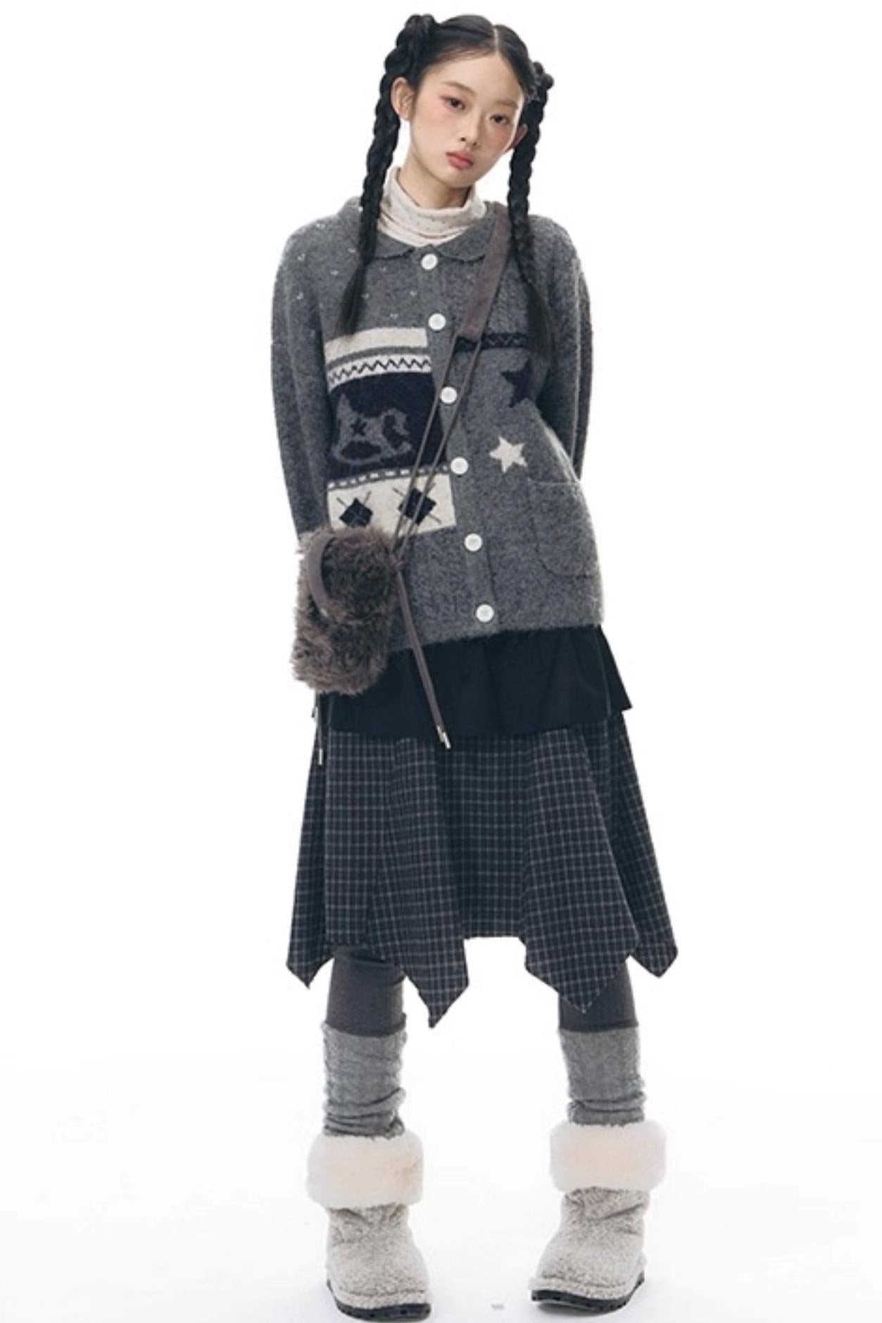 Patchwork Irregular Umbrella Skirt