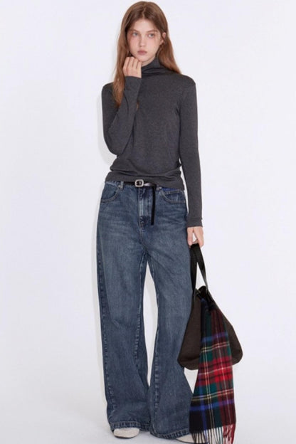 Straight Fit Retro Washed Straight Jeans