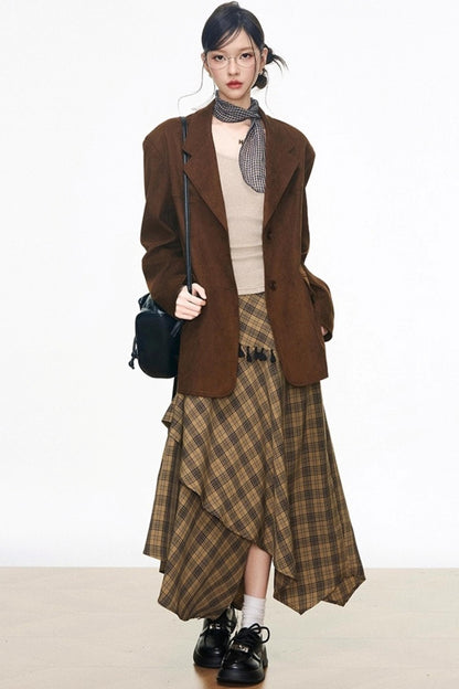 Suede Blazer Skirt Set-Up
