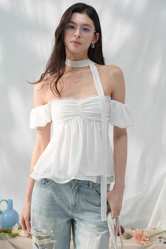 White Sleeve Floral Top