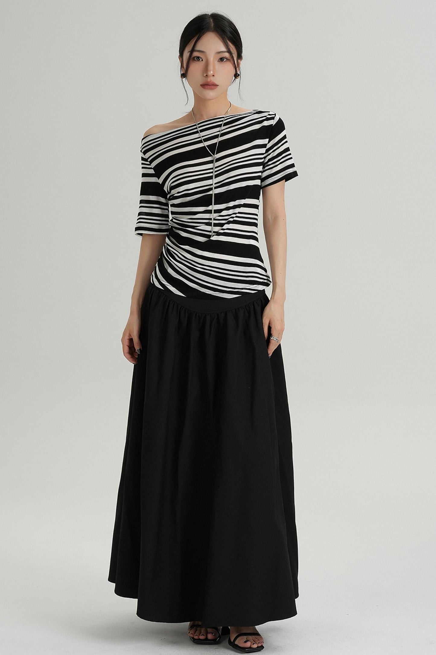 Stripe One-Shoulder Top