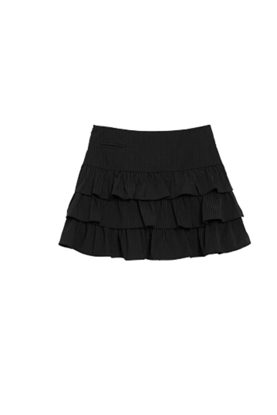 Black High Waist Mini Cake Skirt