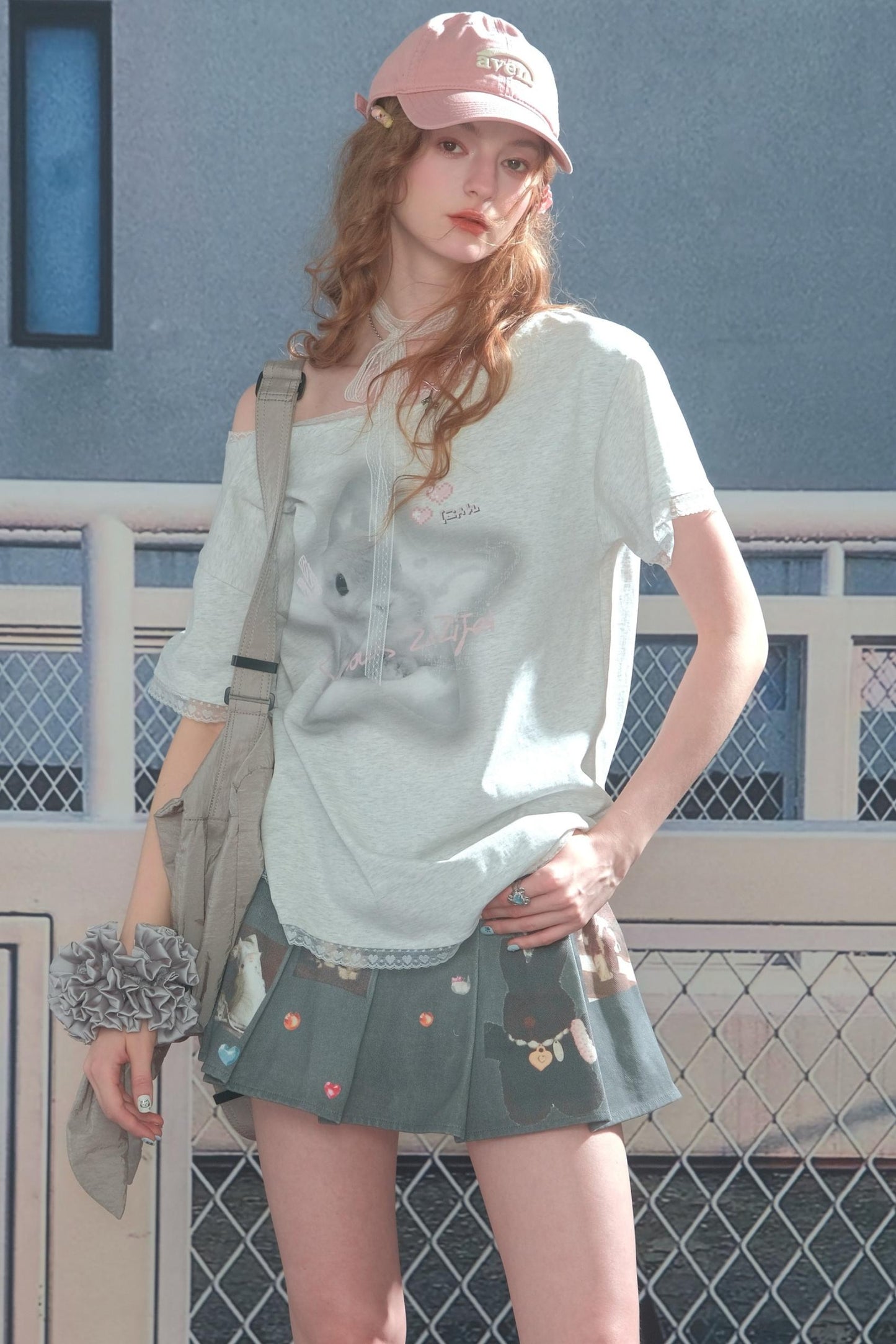 Star Rabbit Lace Short Sleeve T-shirt