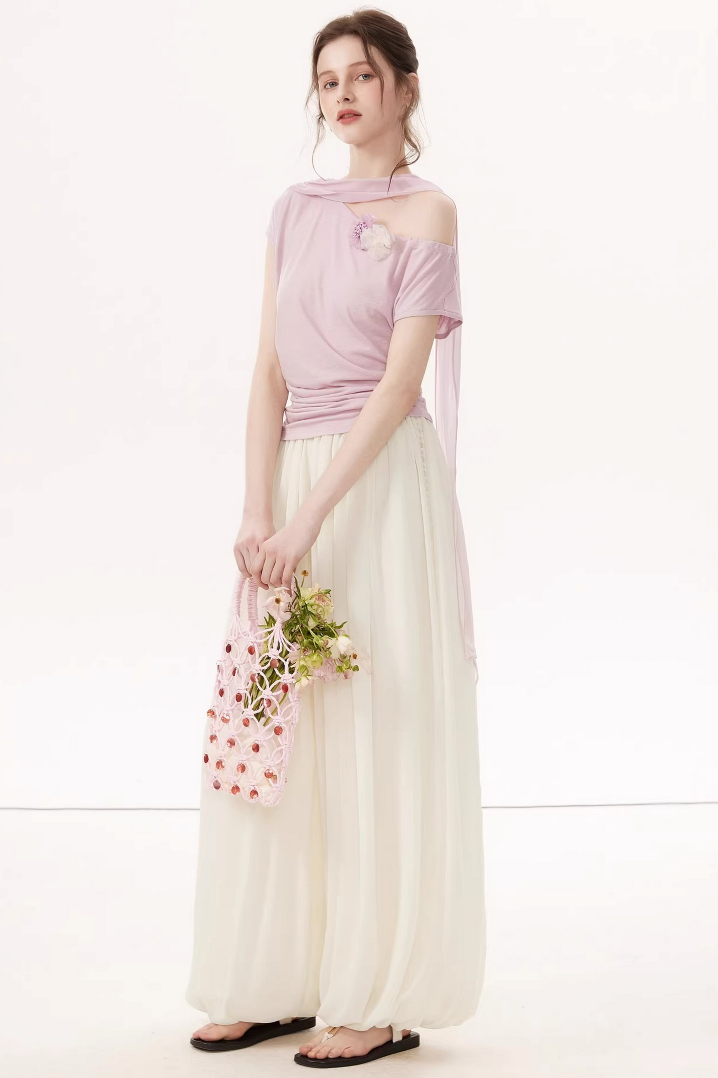 Top asimmetrico in Lyocell Tencel